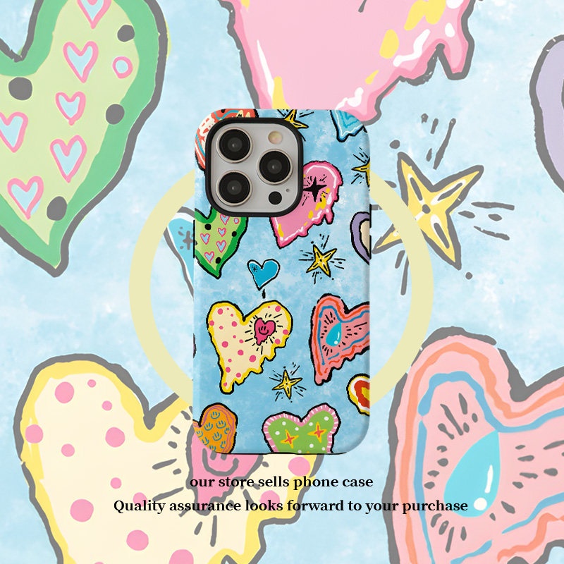 Oil Painting Heart Graffiti Plastic Phone Case