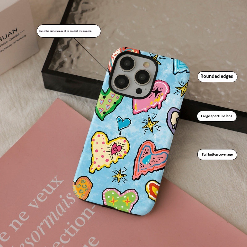 Oil Painting Heart Graffiti Plastic Phone Case