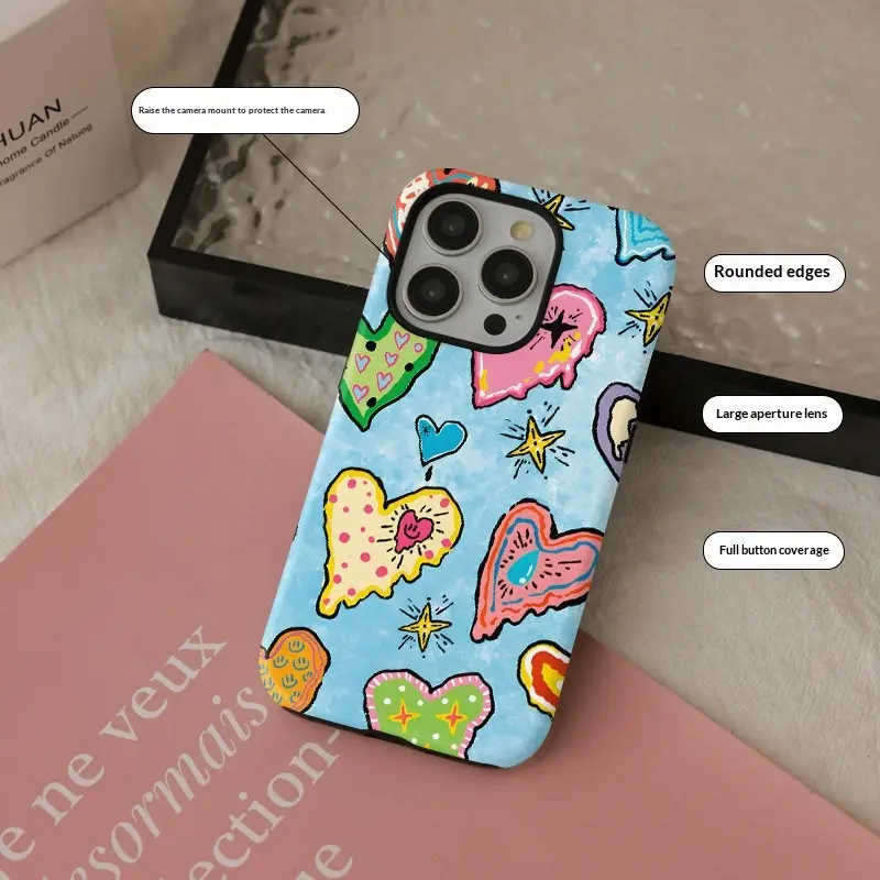 Oil Painting Heart Graffiti Plastic Phone Case