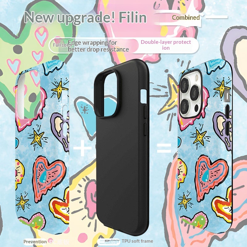 Oil Painting Heart Graffiti Plastic Phone Case