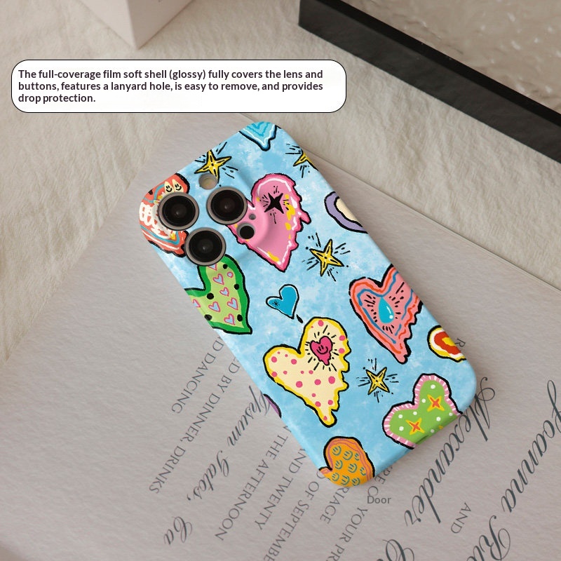 Oil Painting Heart Graffiti Plastic Phone Case