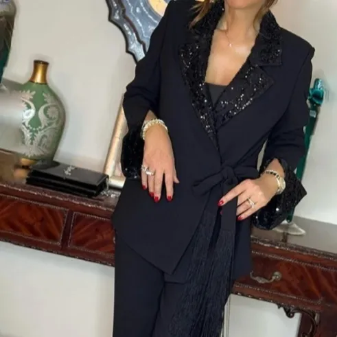Stylish And Elegant Womens Suit Set Blazer And Trousers Black - Shop at LoveMi