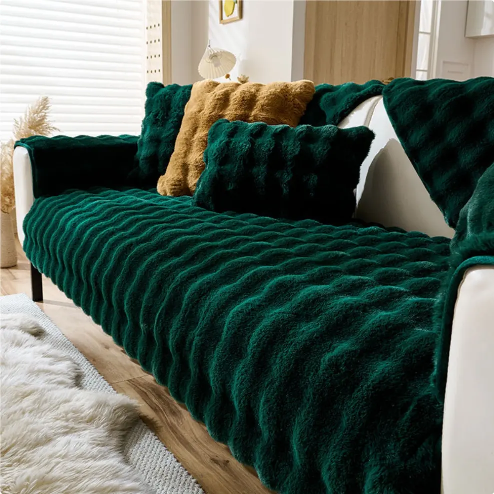 Rabbit Plush Sofa Cushion Winter Thickened Fleece