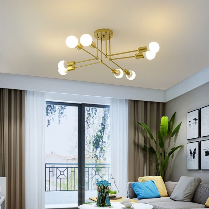 Nordic style Wrought iron Ceiling Light With 6 Or 8 Iron Rods