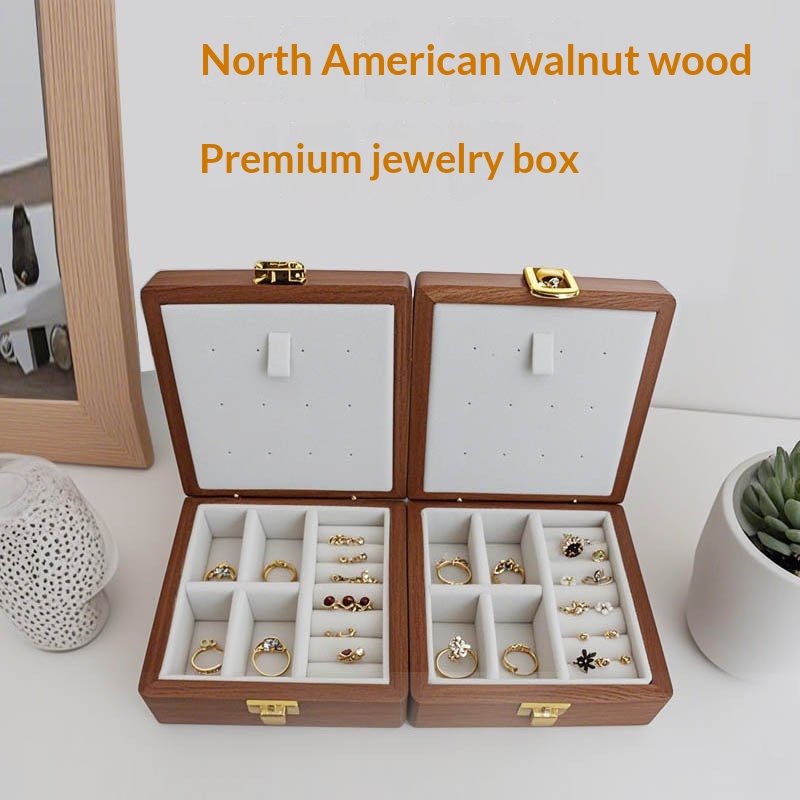 Wooden Jewelry Storage Box For Black Walnut Bracelets And Necklaces