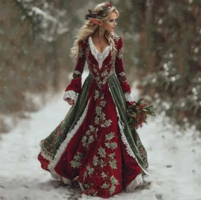 Retro Elegant V neck Long Dress For Women E777Sjwcxxqa121 M - Shop at LoveMi