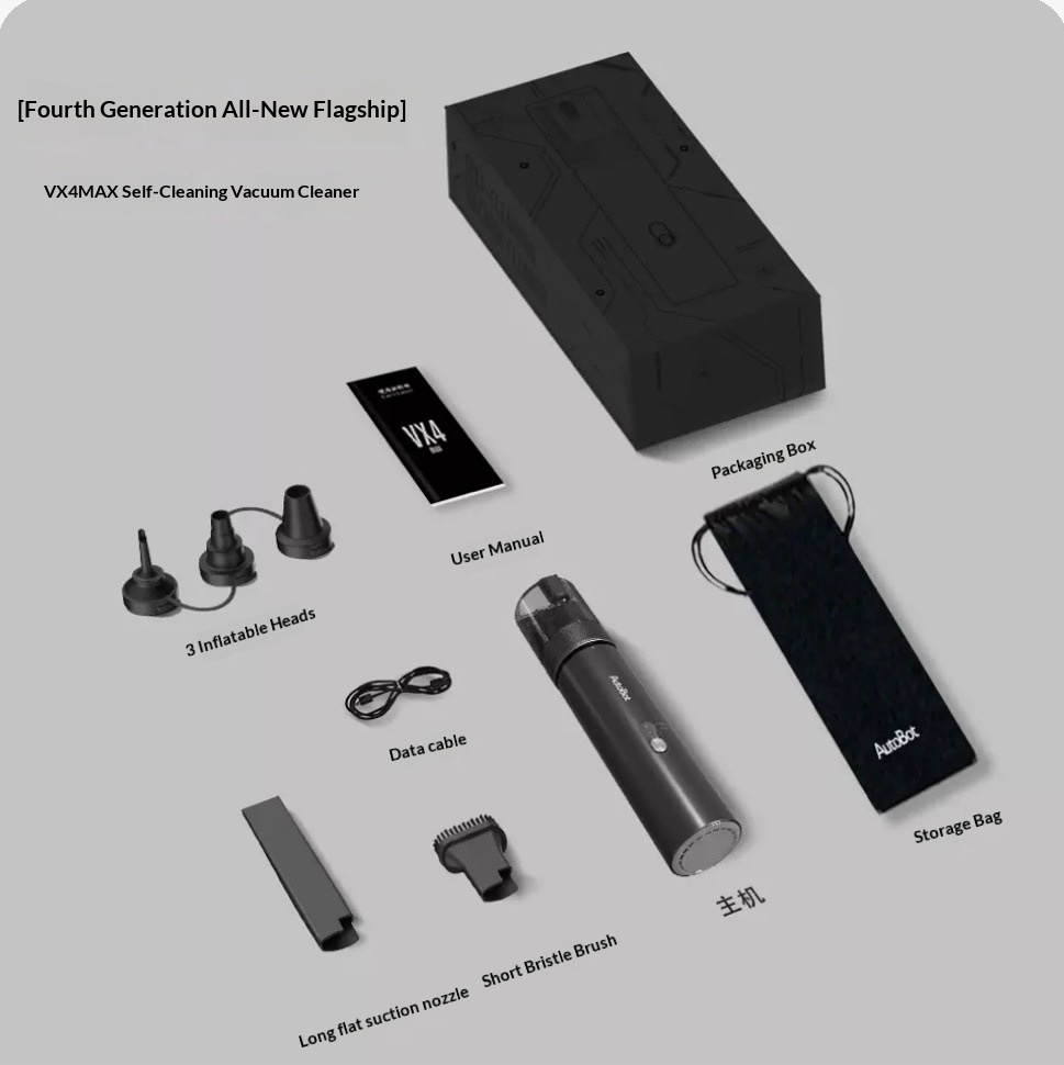 Car Vacuum Cleaner With Self-cleaning Function Powerful Suction And Inflatable Capability