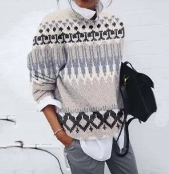 Retro Contrast Color Sweater Knitwear Wyaaao090 Xxl - Shop at LoveMi