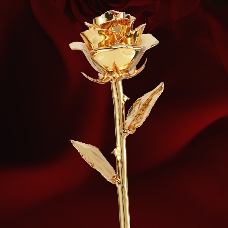 Single Gold-leaf Rose Flower Fully Plated In 24k Gold