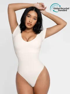 Eco-friendly Seamless Super Strong Chest Support Shapewear Bodysuit - White - View 1