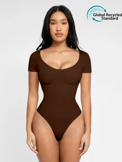 Eco-friendly Seamless Super Strong Chest Support Shapewear Bodysuit - Brown - View 1