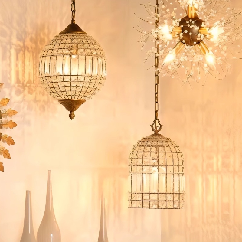 Retro Corridor Hallway French Style Chic Crystal Chandelier