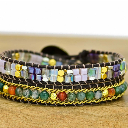 Jagged Stone Crystal Wrapped Bracelet Bohemian Style - Jewelry & Watches