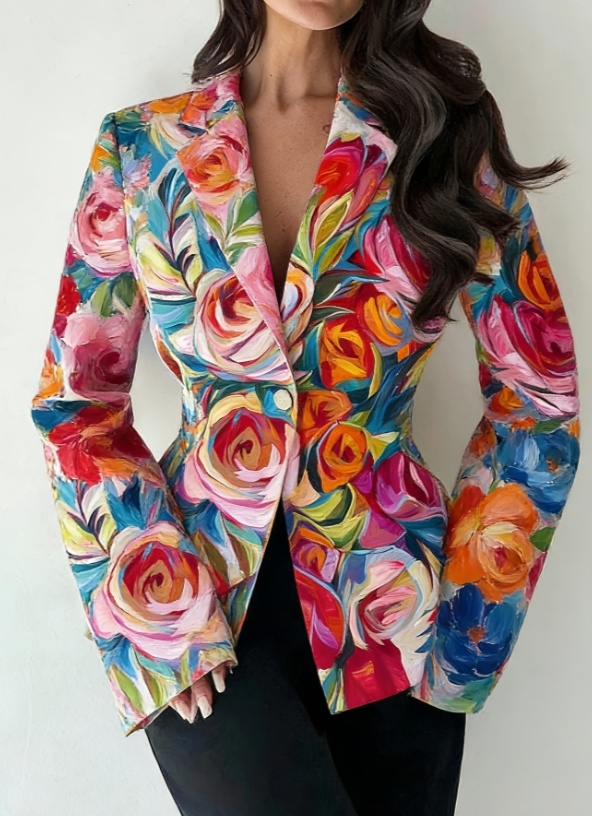 Waist-cinching Lapel Long-sleeved Suit Jacket