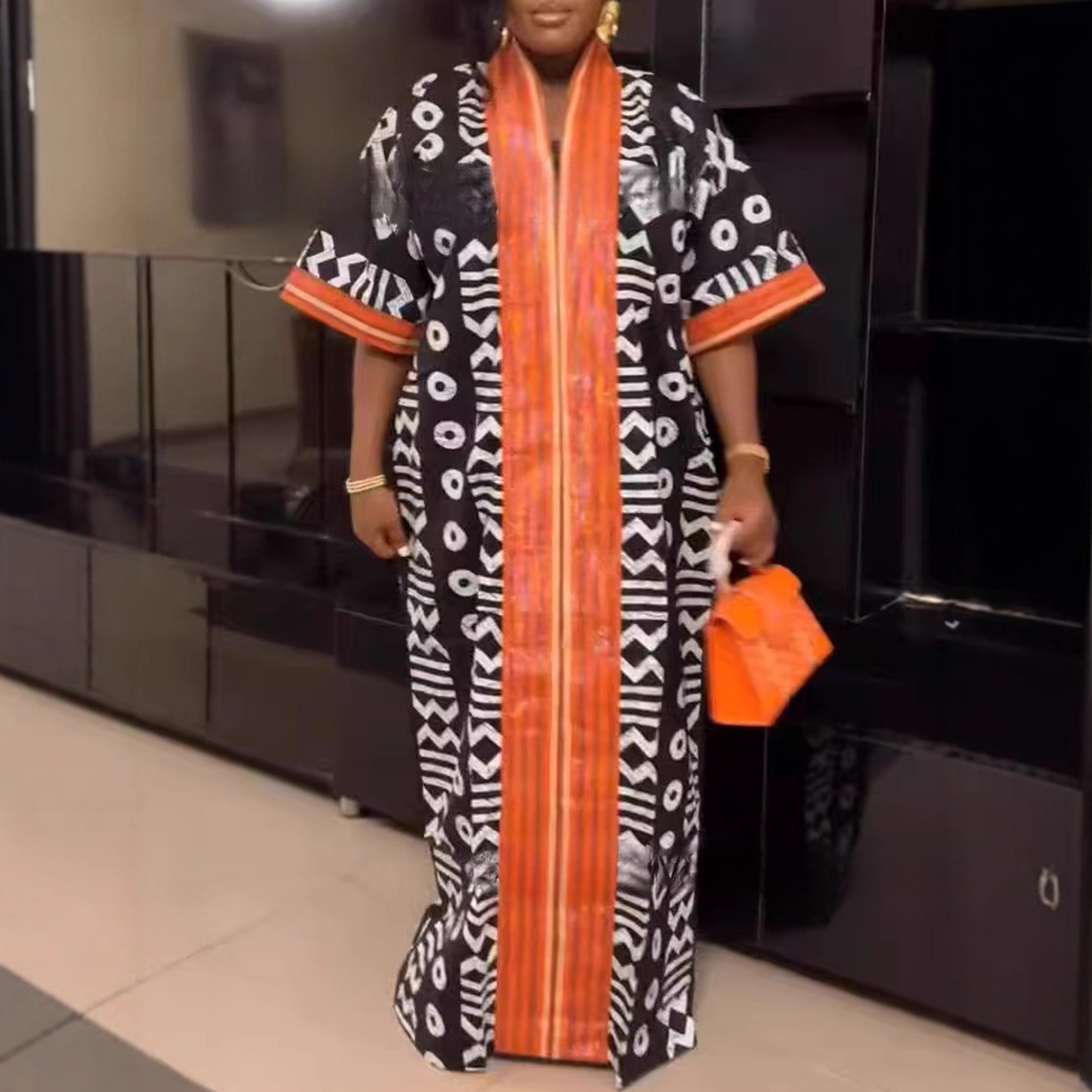 Stylish V-neck Patchwork Color-Block Elegant Dress