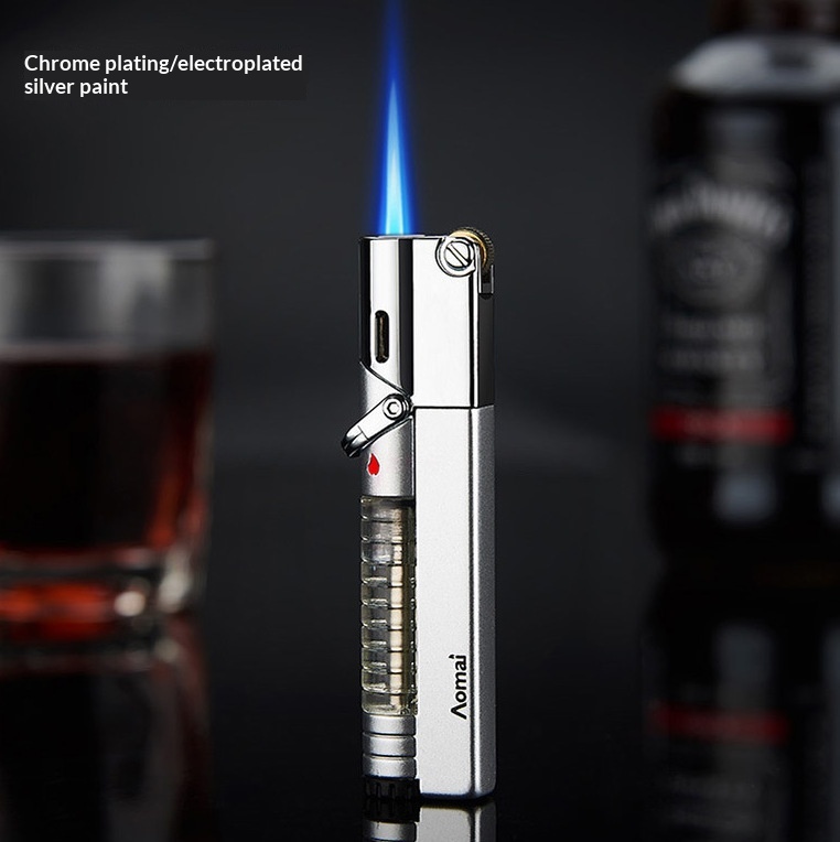 Personalized Grinding Wheel Lighter With A Straight Blue Flame And Windproof Design