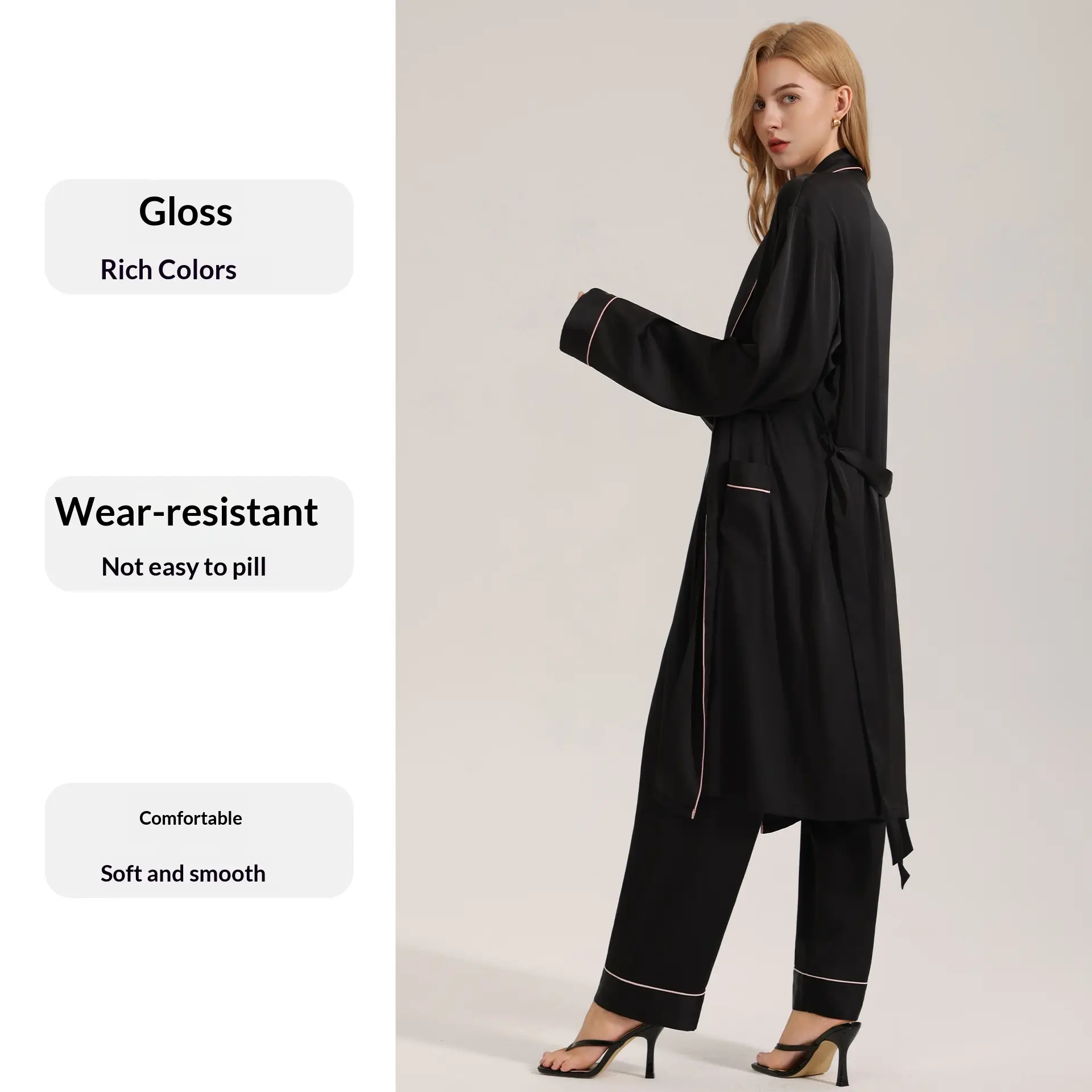 Women SpringSummer High-End Loungewear Long-Sleeve Robe