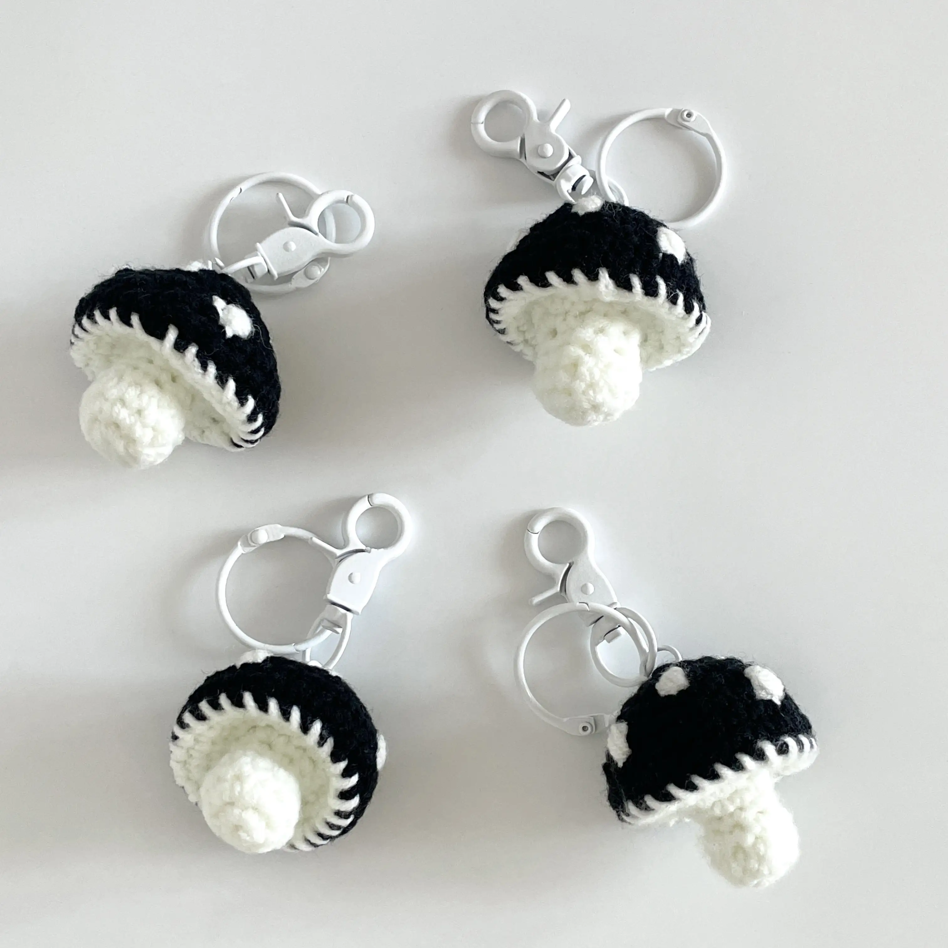 Minimalist Korean-style Crochet Mushroom Keychain Ornament