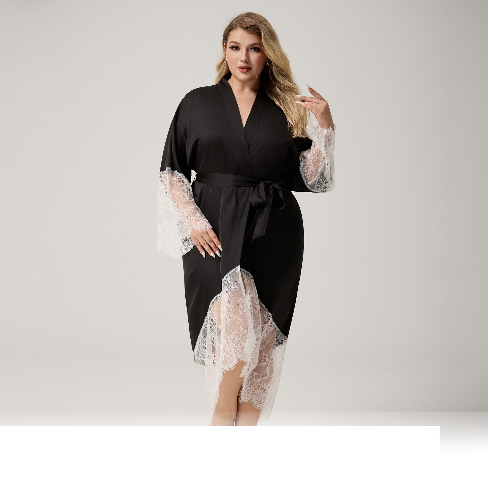 New Womens Plus Size Sleepwear With Lace Trimmed Patchwork Design