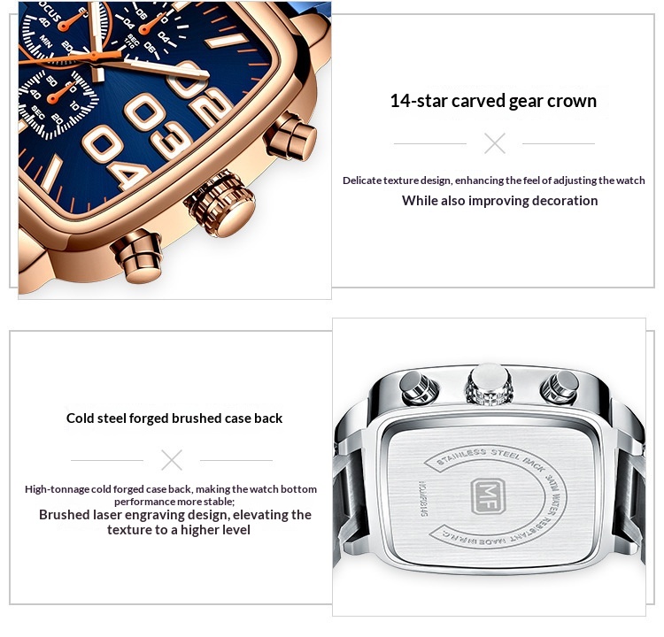 Mini Focus MF0314G Multifunctional Waterproof Quartz Watch for Men