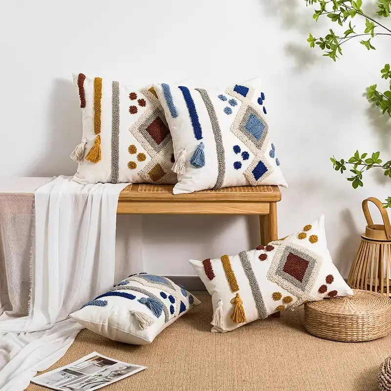 Bohemian-style Circular Velvet Embroidered Ethnic Tassel Throw