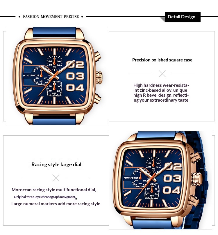 Mini Focus MF0314G Multifunctional Waterproof Quartz Watch for Men