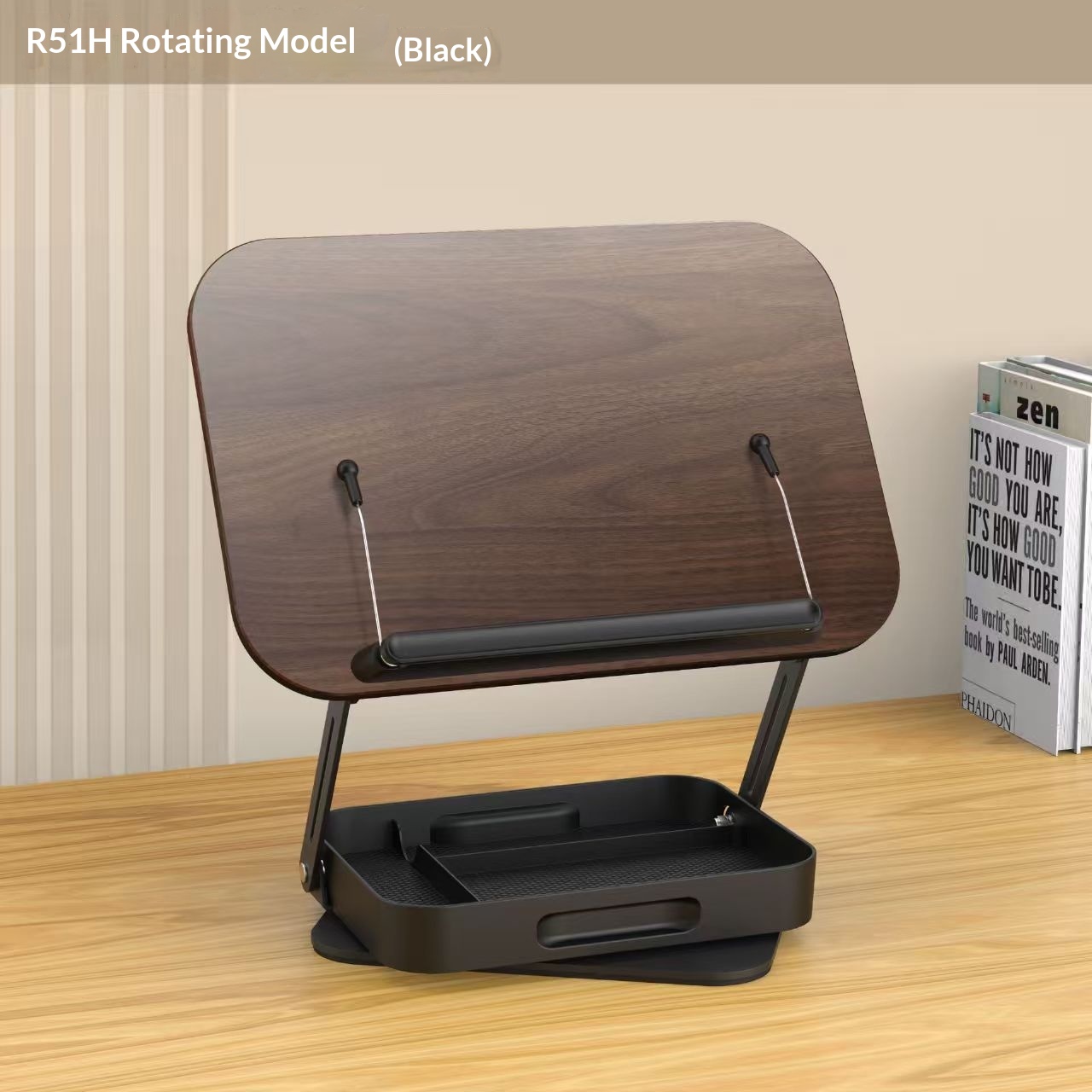 Solid Wood Multi Functional Adjustable And Rotating Tablet Desk Stand