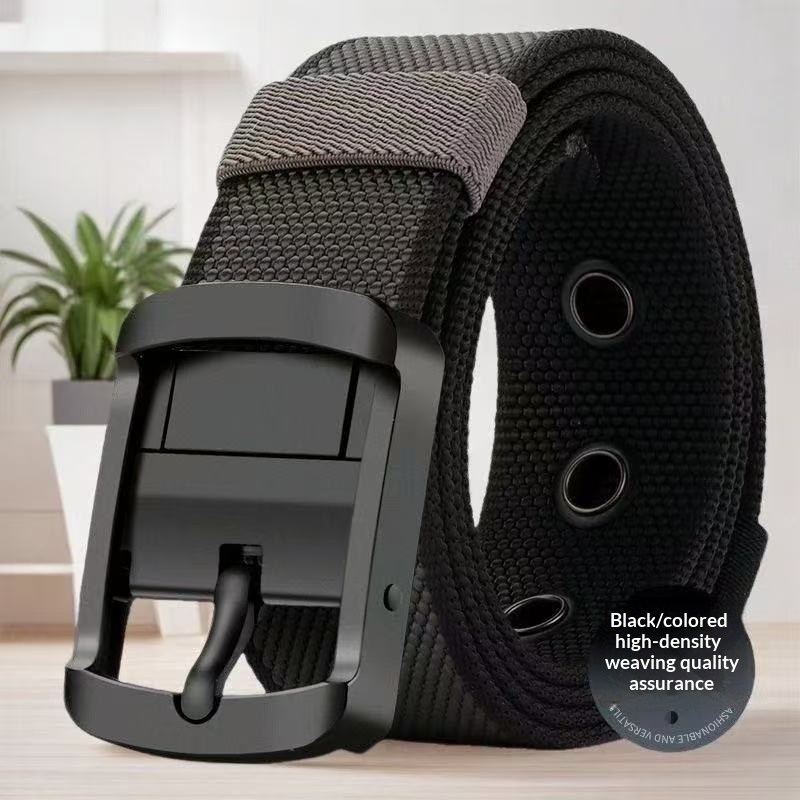 New Mens Rotating Nylon Belt With A Double-sided Pin Buckle