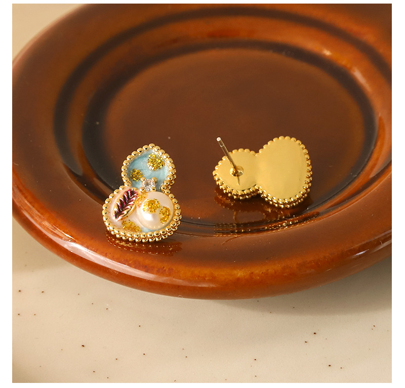 Elegant High-end Silver Needle Earrings In Colorful Gourd Design - Jewelry & Watches