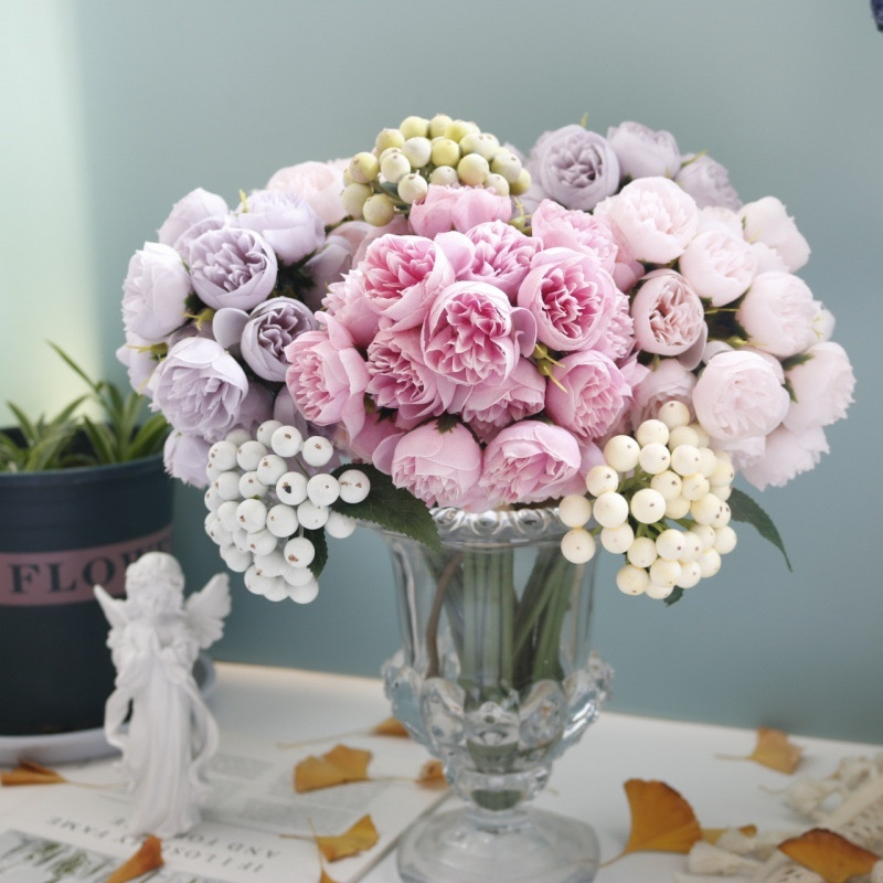 Simulation 27-head Tea Rose Bouquet Peony Bouquet Artificial Flowers