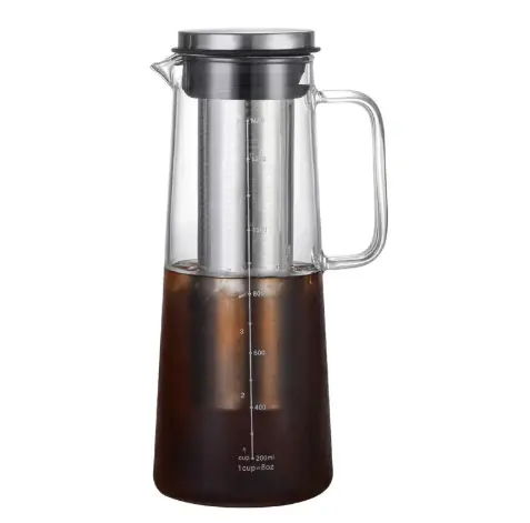 Pour-over Brew Pitcher Household Filter Cup Cold Brew Tea Pot Ice Drip Coffee Maker Glass Pot
