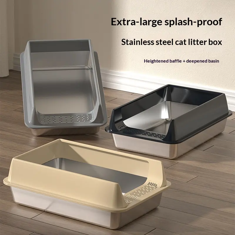 Large-capacity High-sided Semi-enclosed Cat Litter Box