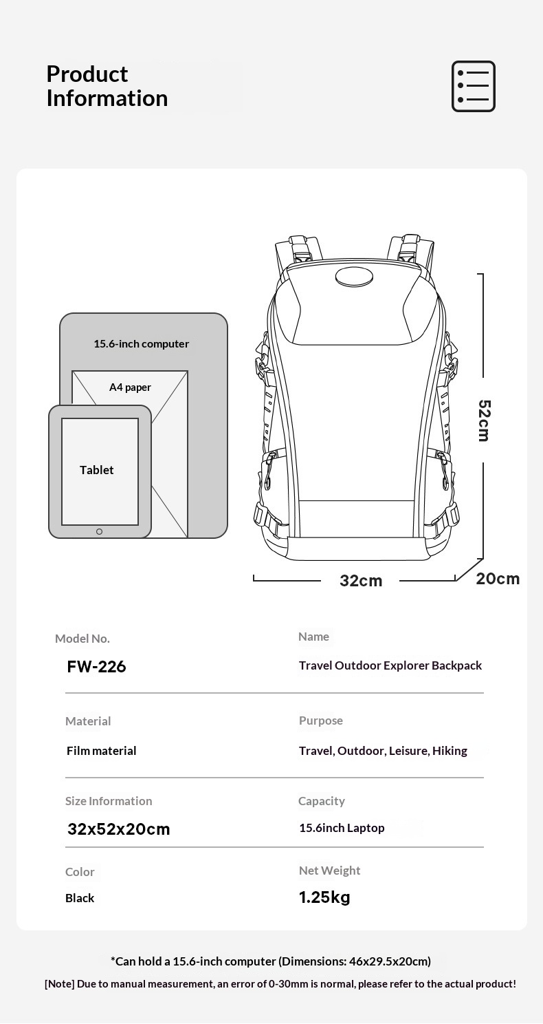 BANGE Outdoor Travel Backpack 15.6″ | Waterproof Camping Hiking Sports Mountaineering Backpack