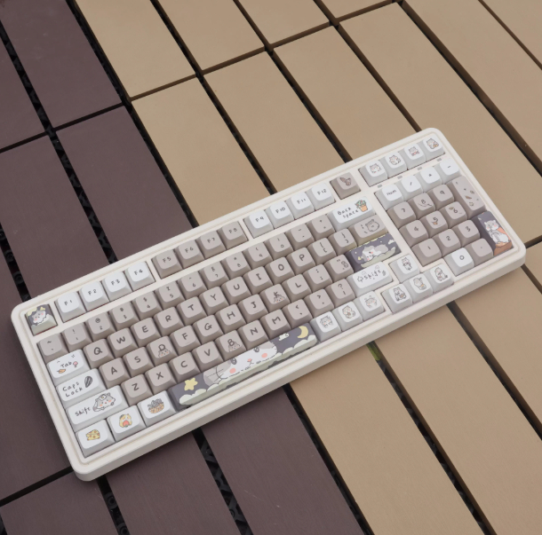 Mouse-themed Keycaps Milky Gray Mechanical Keyboard