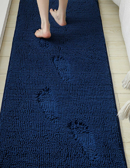 Extra-long-pile Chenille Bathroom Rug Bedroom Bedside Rug Non-slip Bathroom Foot Mat