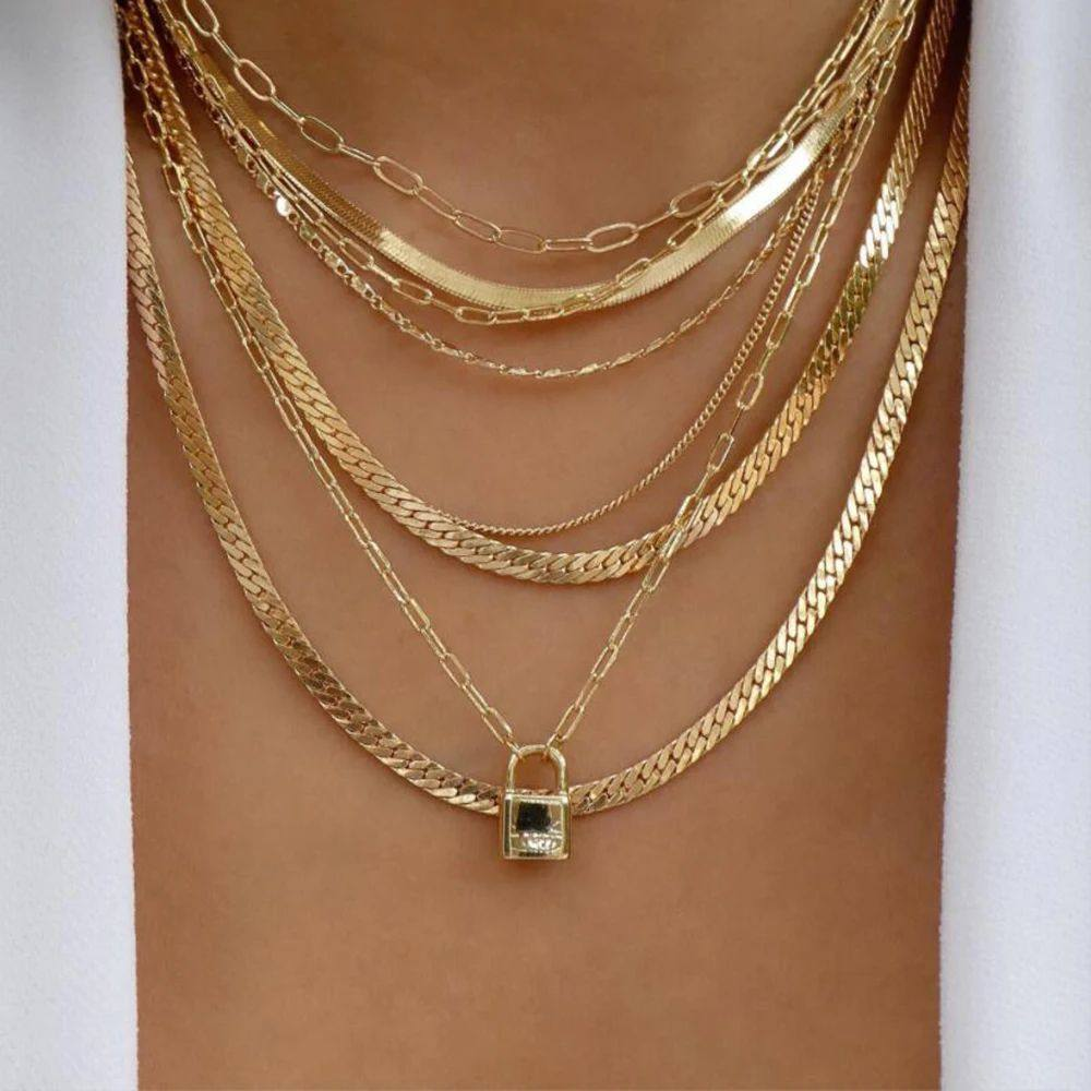 Elegant gold jewelry layering chain for women
