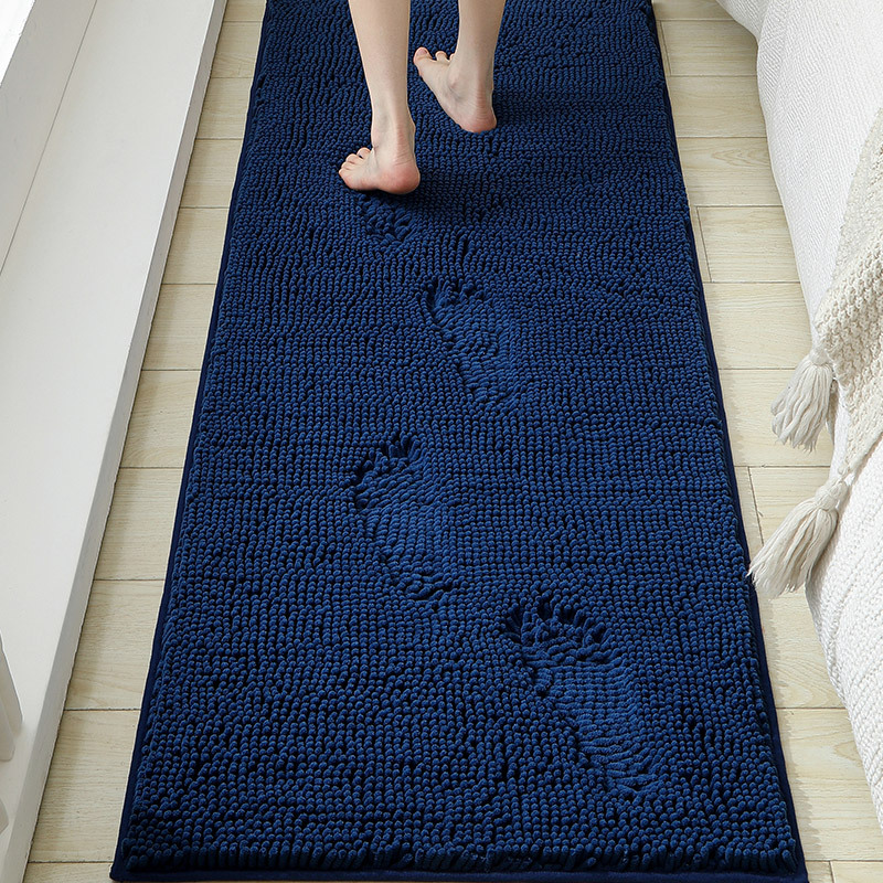 Extra-long-pile Chenille Bathroom Rug Bedroom Bedside Rug Non-slip Bathroom Foot Mat