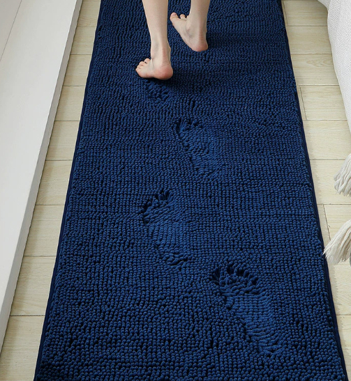 Extra-long-pile Chenille Bathroom Rug Bedroom Bedside Rug Non-slip Bathroom Foot Mat