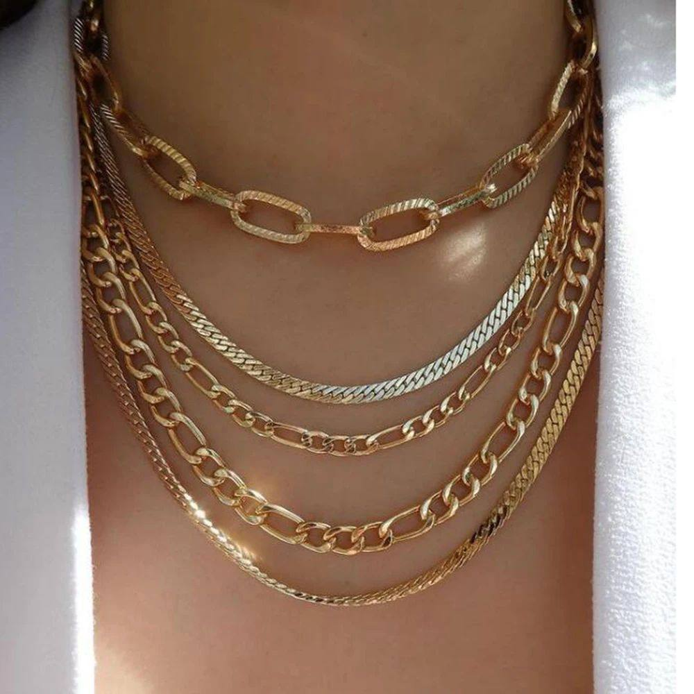 Vintage gold multi style necklaces for women
