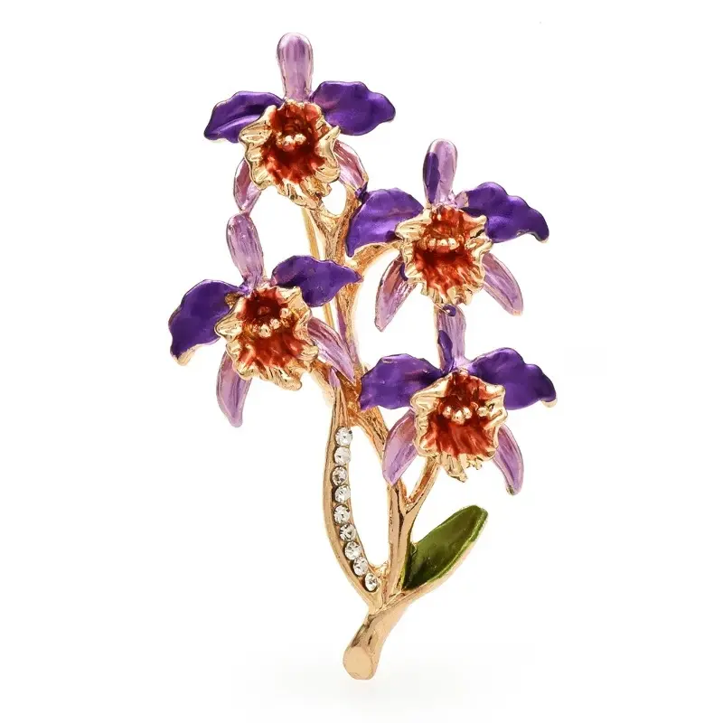 Elegant And Fashionable Enamel Flower Broochvintage Accessory For Formal Wear