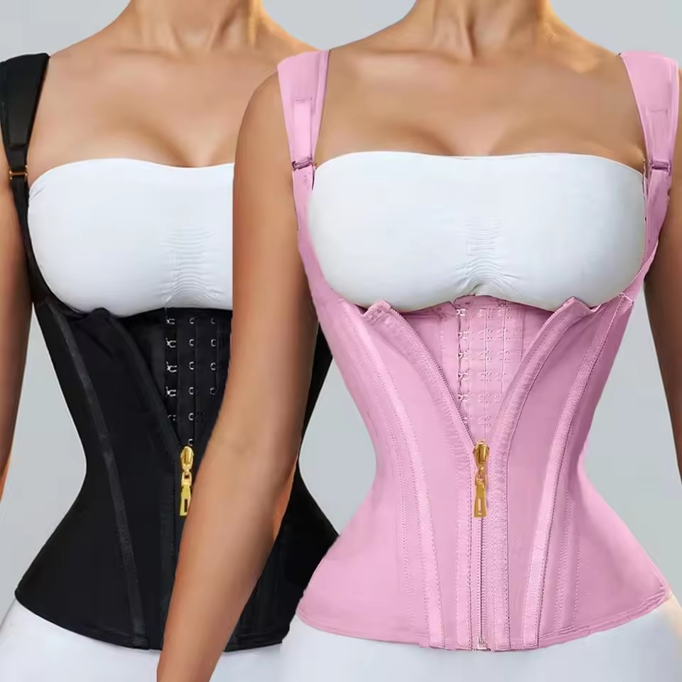 Latex Vest-style Zip-and-button Sports Shapewear For A Toned Midsection
