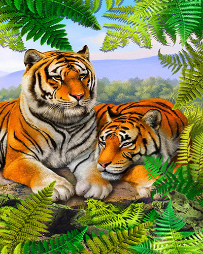 Full-Diamond Animal Tiger Handmade DIY Round- And Square-Drill Diamond Painting