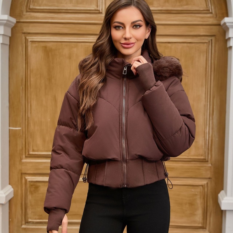 New Thickened Warm Large Fur-collar Hooded Short Puffer Jacket