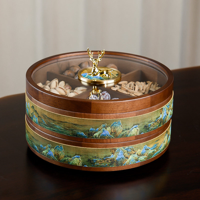 New Chinese-style Creative Snack Box With Compartments Large Capacity Double-layer Design