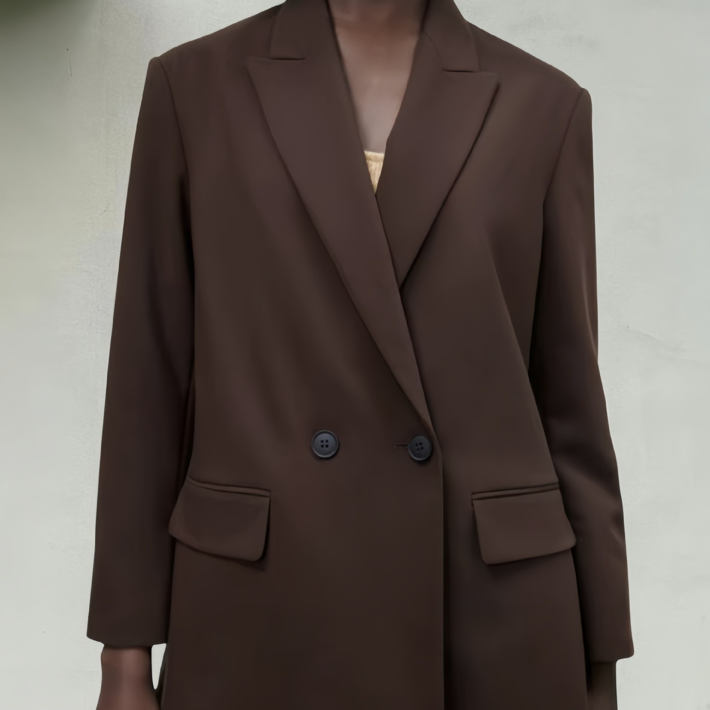 Sophisticated Relaxed-fit Double-breasted Coat For Women