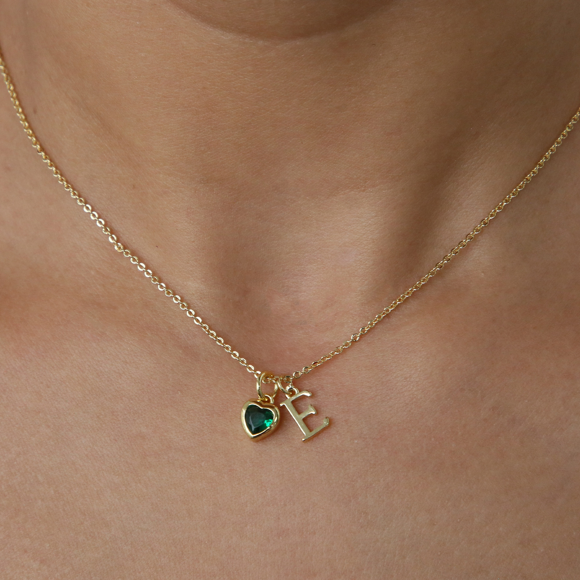 December Heart-shaped Birthstone Necklace With English Letters
