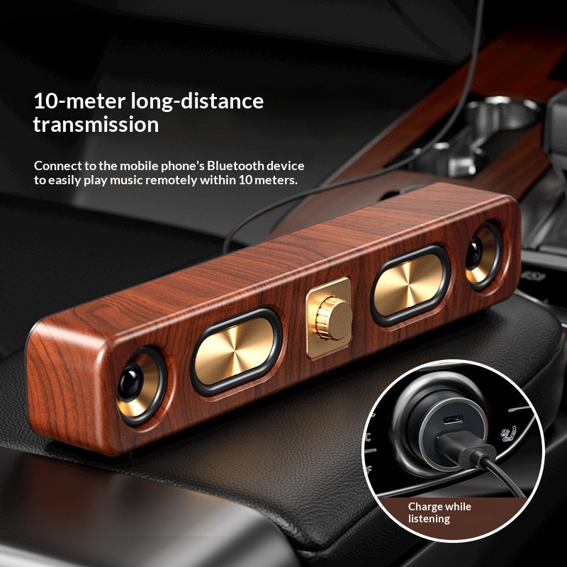 Wooden Strip-Style Retro Wireless Bluetooth Card-Reading Desktop Speaker