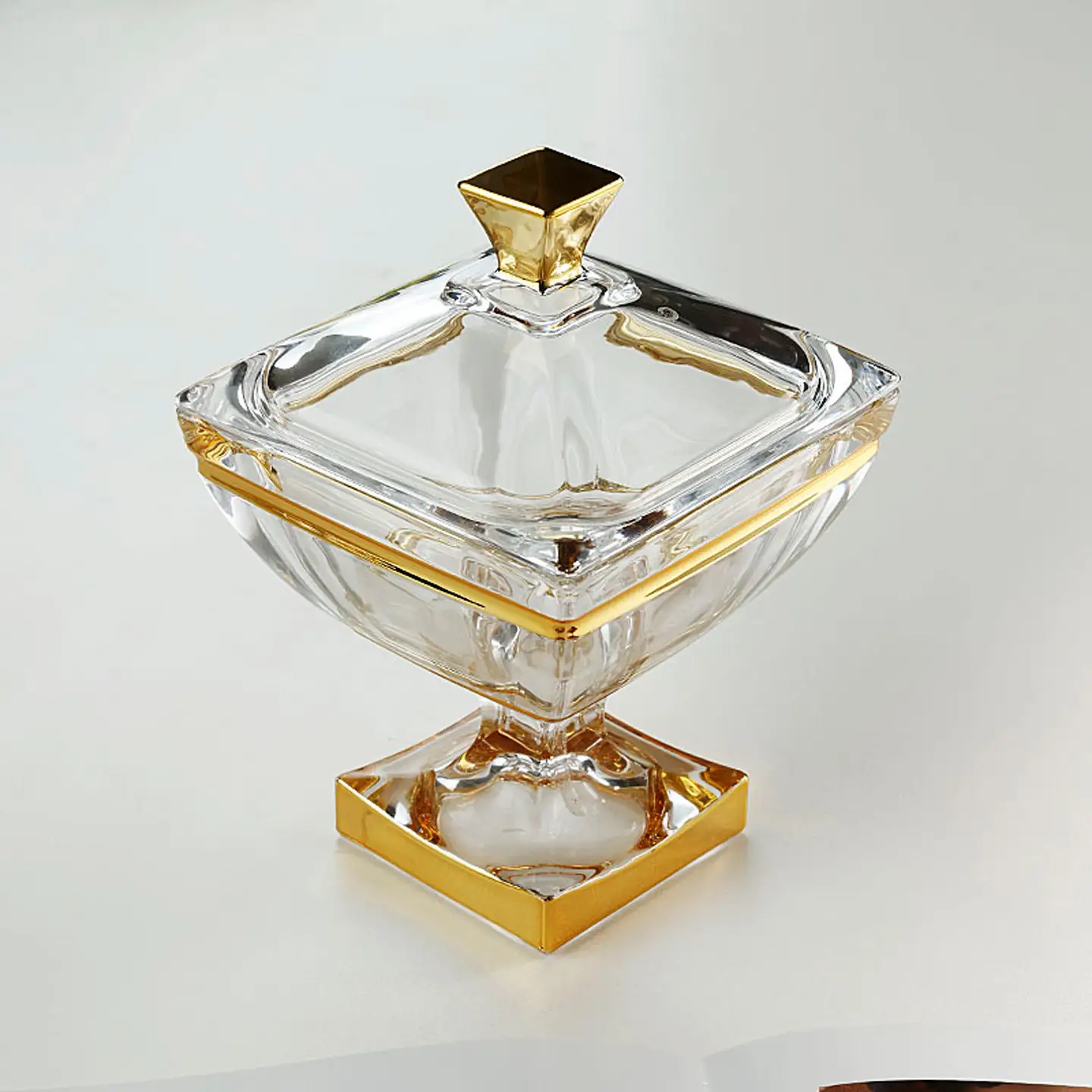 Creative Gold-Trimmed Tall Transparent Glass Storage Jar Ornament