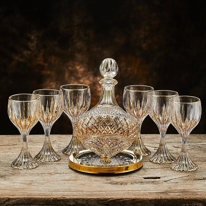 New Light-luxury Gold-trimmed Red Wine Glass Set