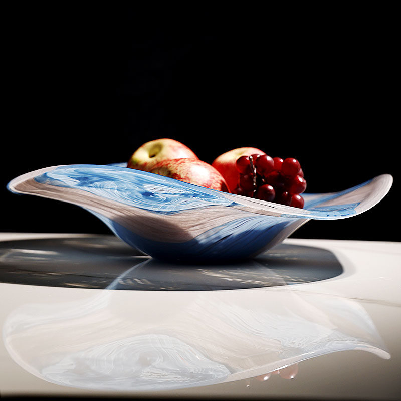 Minimalist Artistic Colored Creative Fruit Bowl In Large Size With Lustrous Glass Finishing